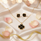 Ensemble boucles d'oreilles et collier tendance en acier inoxydable