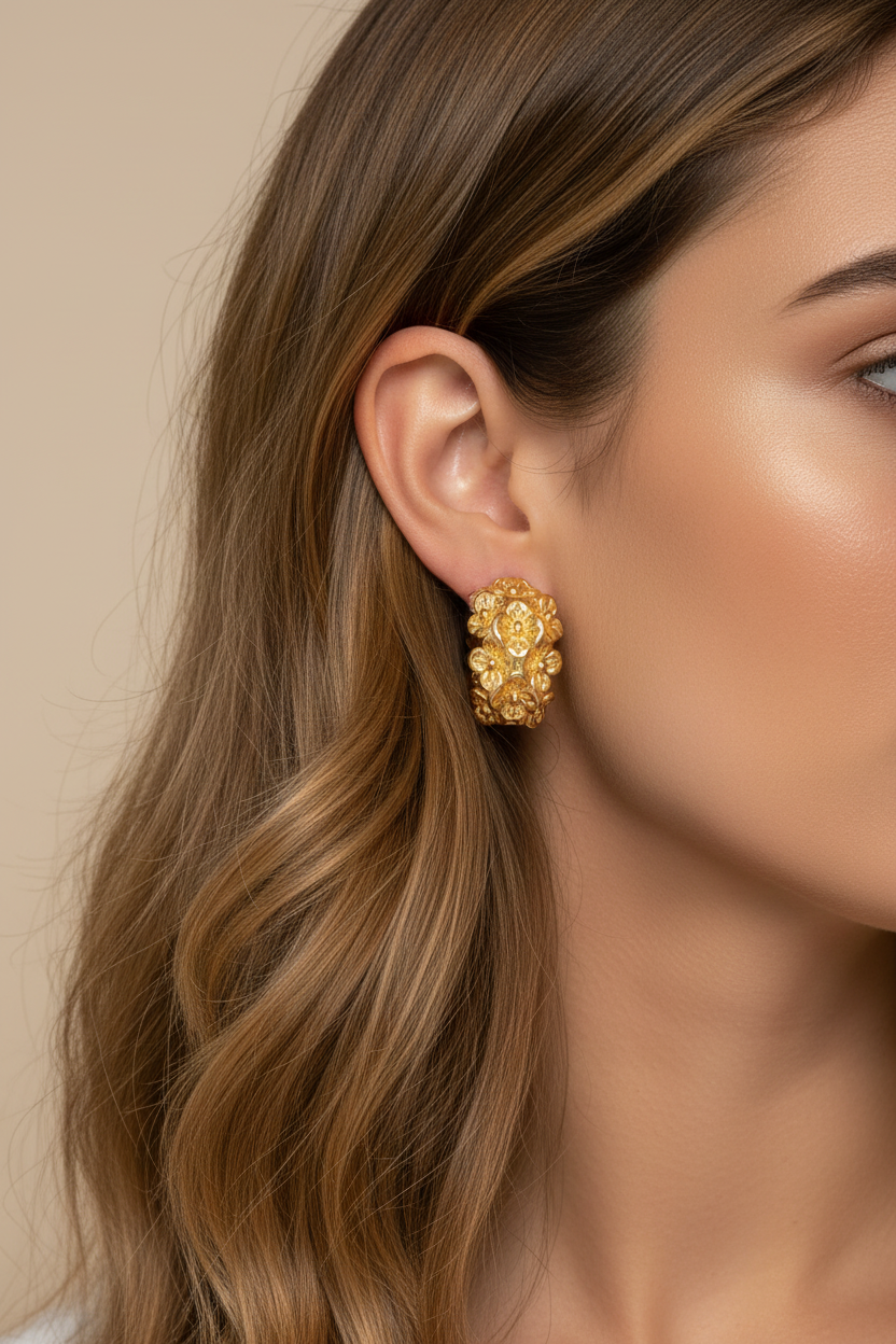 Boucle d'oreilles fleur doré